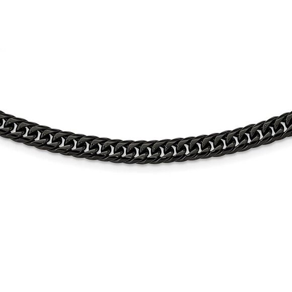 7mm Black Plated Stainless Steel Double Curb Chain Necklace, 24 Inch - Picture 2 of 8